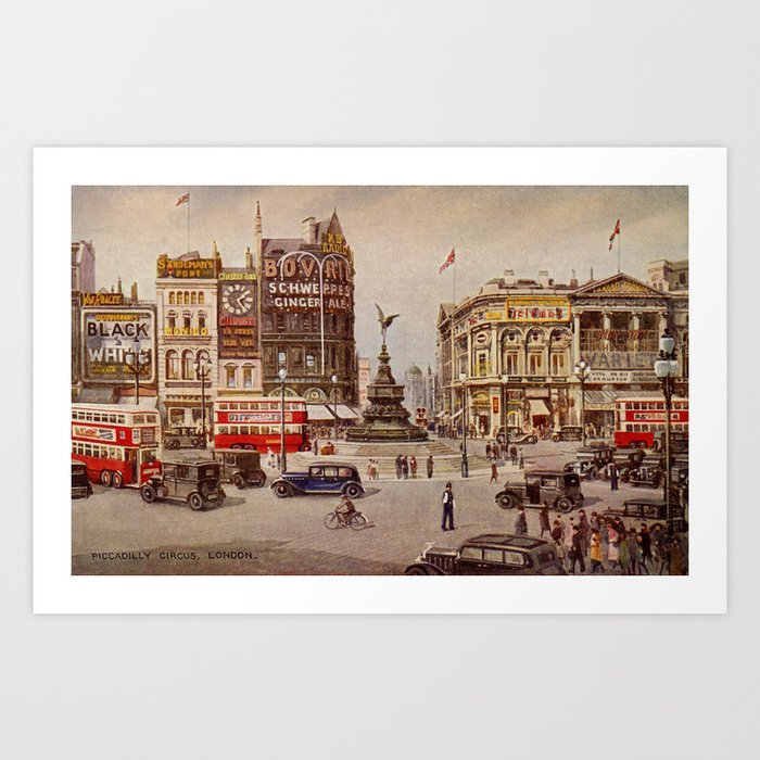 Vintage Piccadilly Circus London Art Print