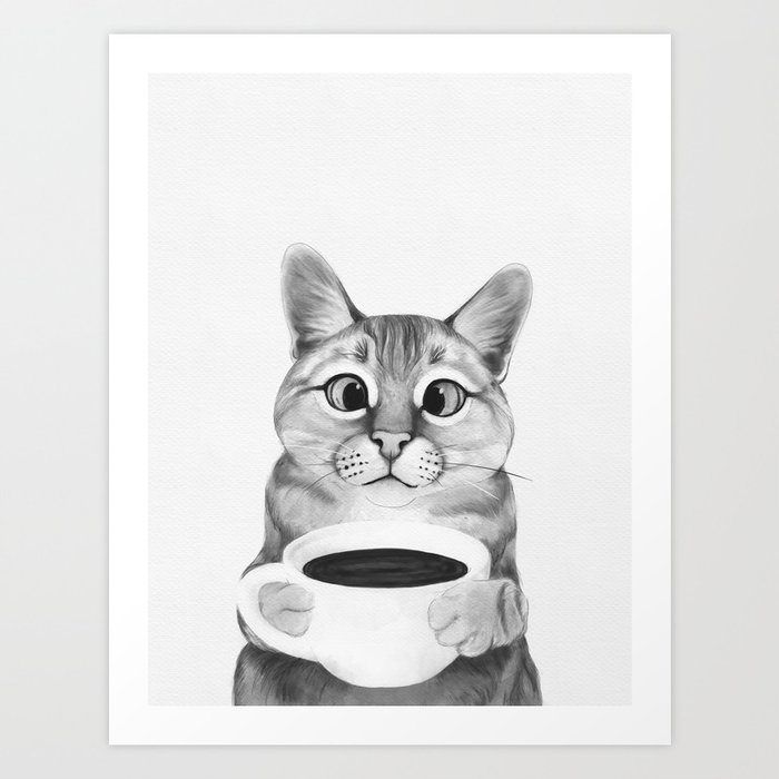 coffee cat Art Print