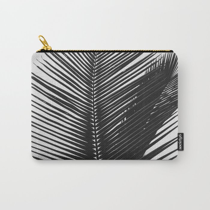 Tropical Palm Leaf Black and White Carry-All Pouch