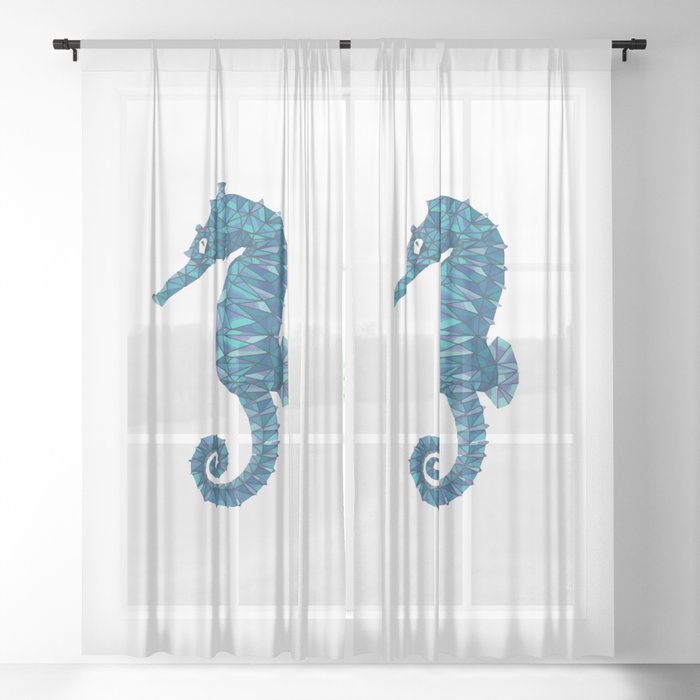 Fragmented Seahorse Sheer Curtain by LiaShop | Society6