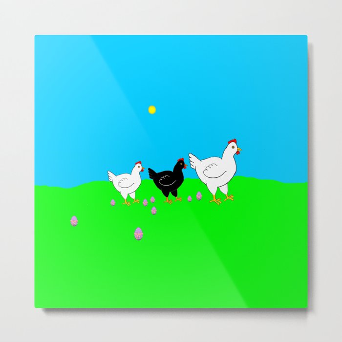 Hens and eggs Metal Print