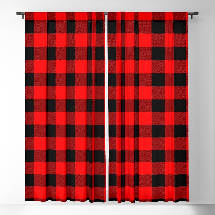 Classic Red and Black Buffalo Check Plaid Tartan Blackout Curtain