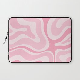 Modern Retro Liquid Swirl Abstract in Pretty Pastel Pink Laptop Sleeve