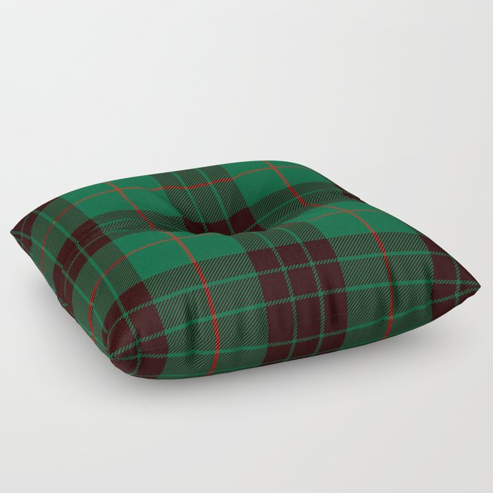 Dark Green Tartan with Black and Red Stripes Floor Pillow