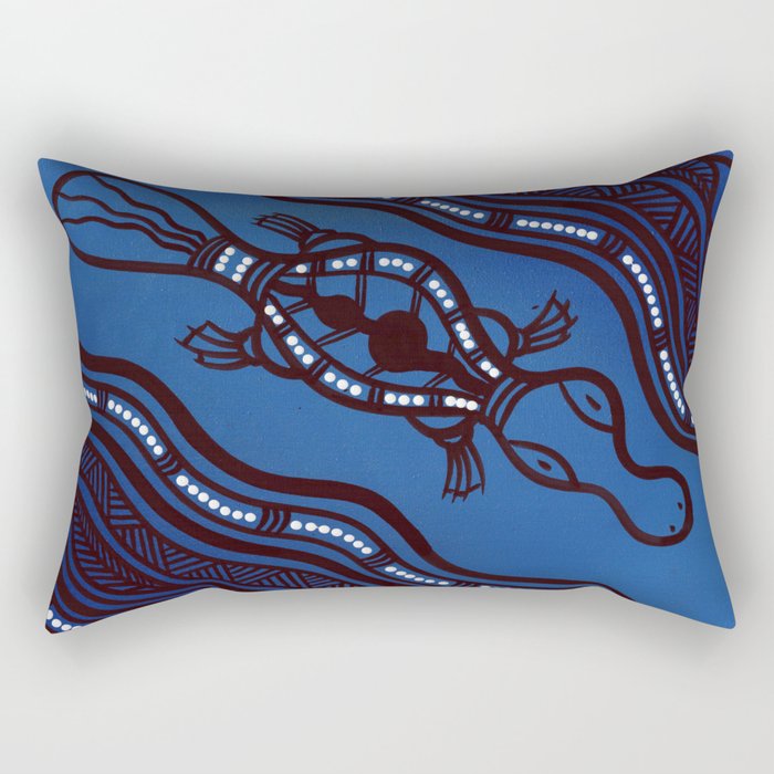 Authentic Aboriginal Art - Platypus (2022) Rectangular Pillow