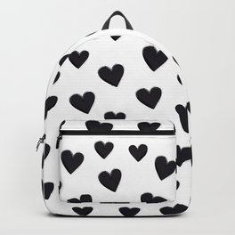 Hearts Love Black and White Pattern Backpack