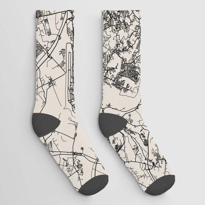 Algiers, Algeria Black&White Map Socks