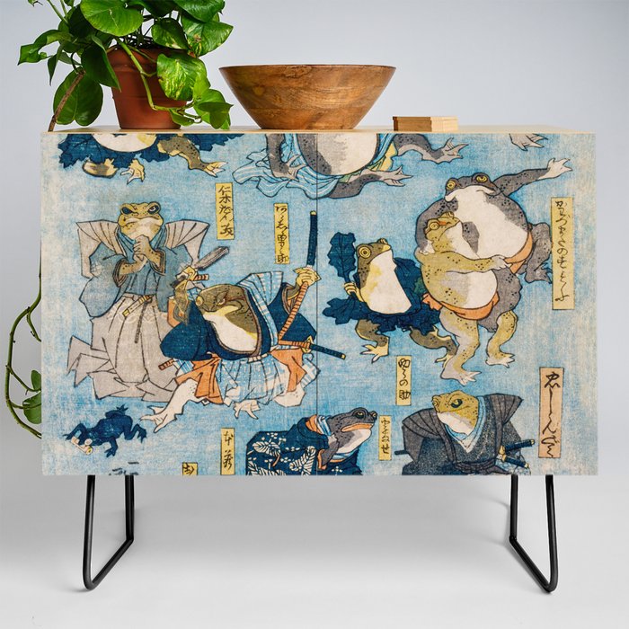 Woodblock Hero Frogs Vintage Illustration by Utagawa Kuniyoshi