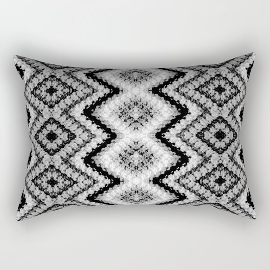 Black White Diamond Crochet Pattern Rectangular Pillow
