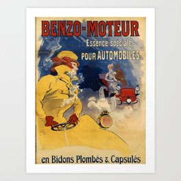 Affiche benzo - moteur. 1900  Art Print | Moteur, Benzo,  , Digital, Retro, Graphicdesign, Banner, 1900, Billboard, Announcement 