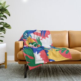 Mexican Summer | Colorful Jungle botanical Plants | Eclectic Modern Boho Sun Positivity & Optimism Throw Blanket