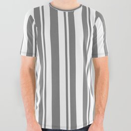 [ Thumbnail: White & Grey Colored Lines Pattern All Over Graphic Tee ]