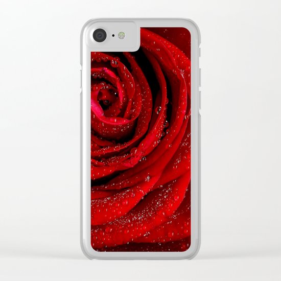 Red rose with sparkling droplets- Beautiful elegant Roses Clear iPhone Case