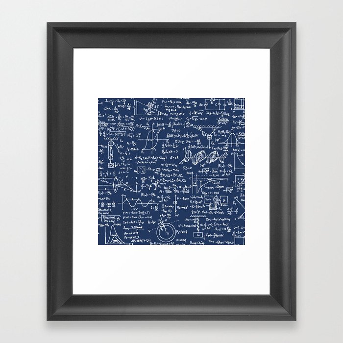 Physics Equations // Navy Framed Art Print