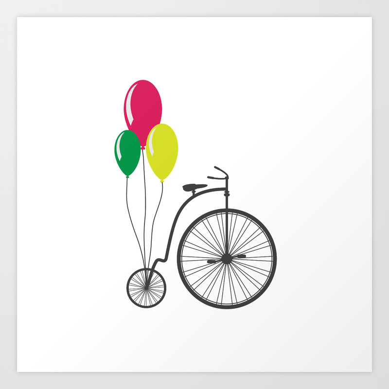 Download Retro Bicycle With Balloons Art Print By Veronikarumko Society6