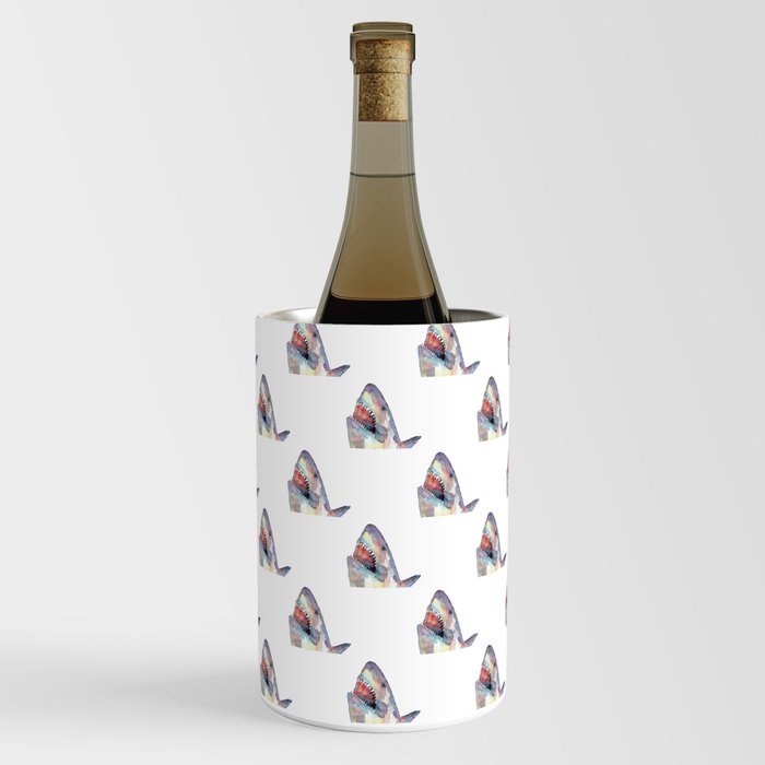 Funny Shark peeking watercolor Wine Chiller