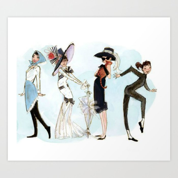 Audrey Hepburn Illustration Art Print Watercolor Fashion Modern