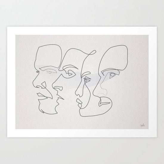 0ne line Profiles Art Print