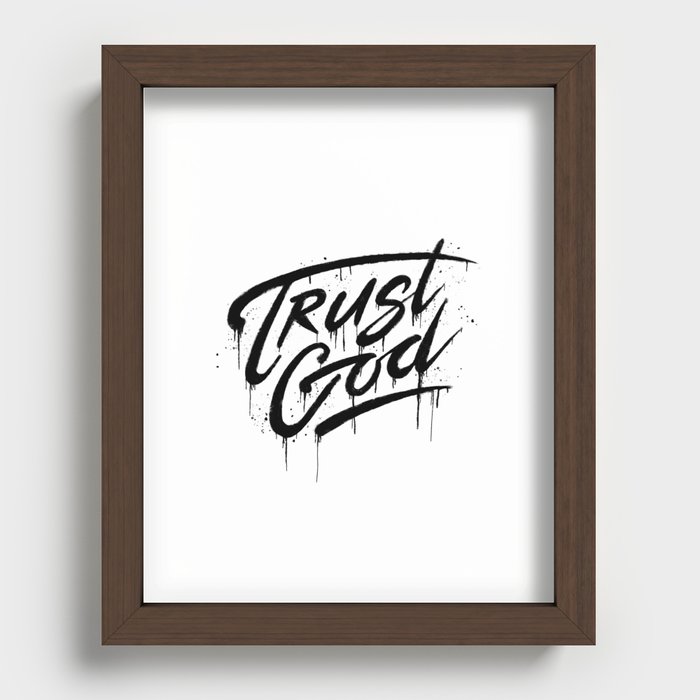 Lettering Trust God Recessed Framed Print