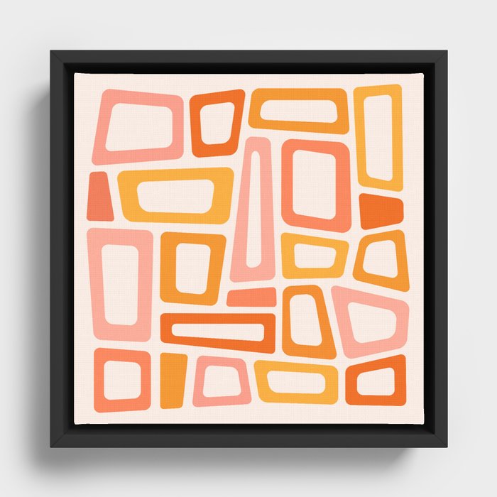 Mellow Mid Mod in Pink and Orange Framed Canvas