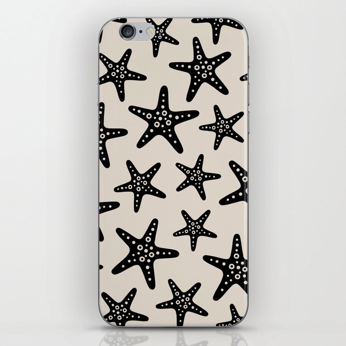 Sweet Starfish Pattern 248 Black and Linen White iPhone Skin