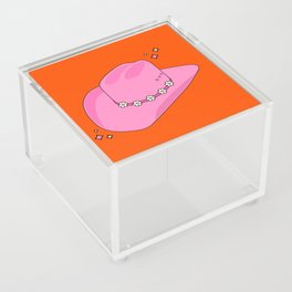 Cowboy Hat Print Orange And Pink Preppy Aesthetic Modern Decor Acrylic Box