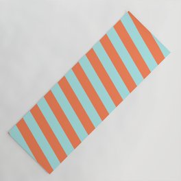 [ Thumbnail: Turquoise and Coral Colored Stripes Pattern Yoga Mat ]