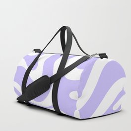 Retro Modern Liquid Swirl Abstract Pattern in Light Purple and White Duffle Bag