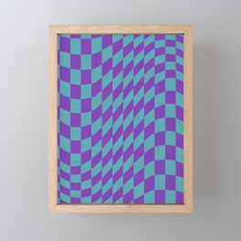 Blue & Purple Warped Checkerboard Pattern Framed Mini Art Print