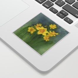 Daffodils in the Woods, Yellow Watercolor Wildflowers Sticker