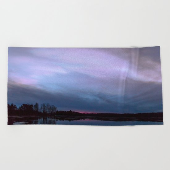 Sunset in winter evening Beach Towel