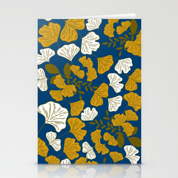 Royal blue, gold and white vintage floral pattern Stationery Cards
