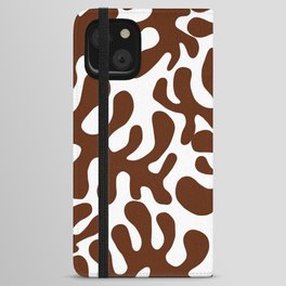 Brown Matisse cut outs seaweed pattern on white background iPhone Wallet Case