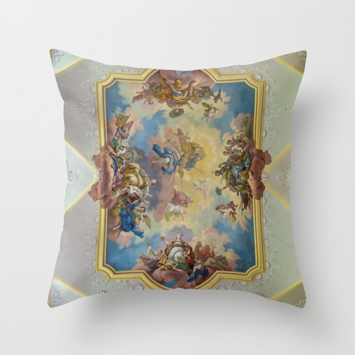 Triumph of St. Benedict Ceiling fresco Bartolomeo Altomonte Throw Pillow