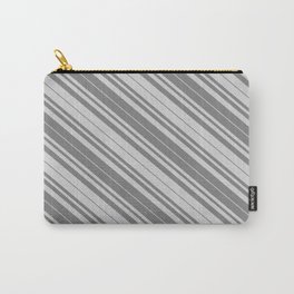 [ Thumbnail: Gray & Light Grey Colored Lined Pattern Carry-All Pouch ]