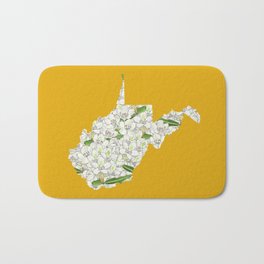 West Virginia in Flowers Bath Mat | White, Floral, Statesymbols, Statemap, Illustration, Nature, Botanical, Coloredpencil, Drawing, Stateflower 