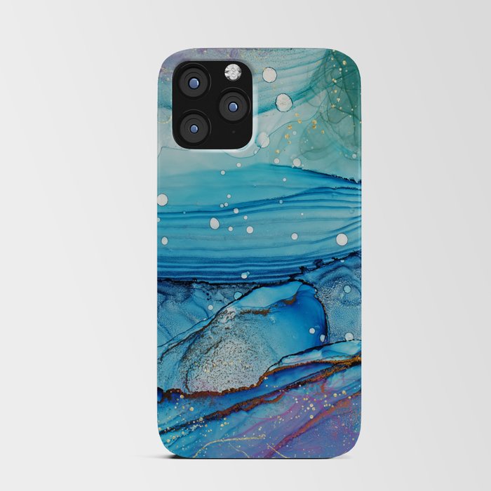 Blue and Purple Ink Design iPhone Card Case