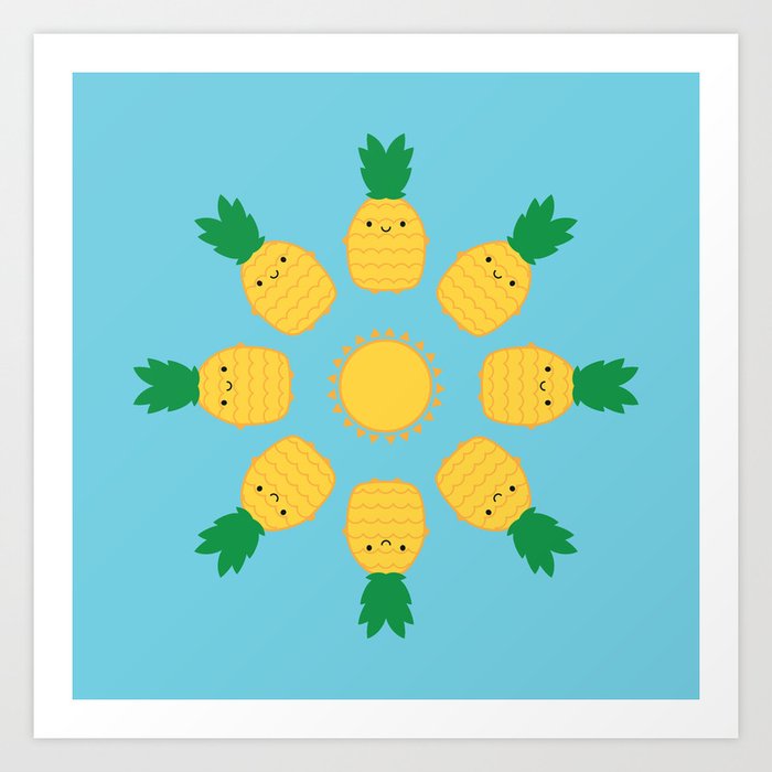 Kawaii Pineapples Art Print
