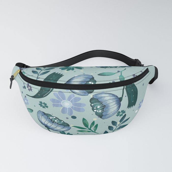 Floral Pattern Design Teal Tiffany Blue Fanny Pack