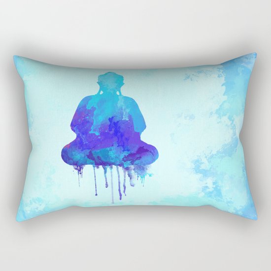 Watercolor zen Buddha blue Rectangular Pillow
