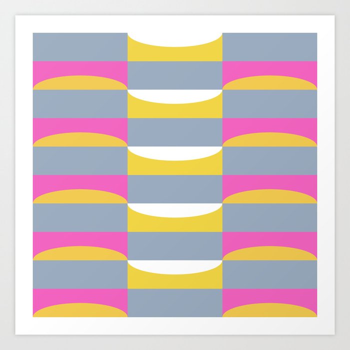 Pink & Yellow Wavy Pattern Art Print