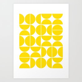 Mid Century Modern Geometric 04 Lemon Yellow Art Print