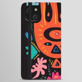 Orange Totem Graffiti Abstract Tribal Art iPhone Wallet Case