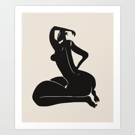 Curvy nude in black Art Print