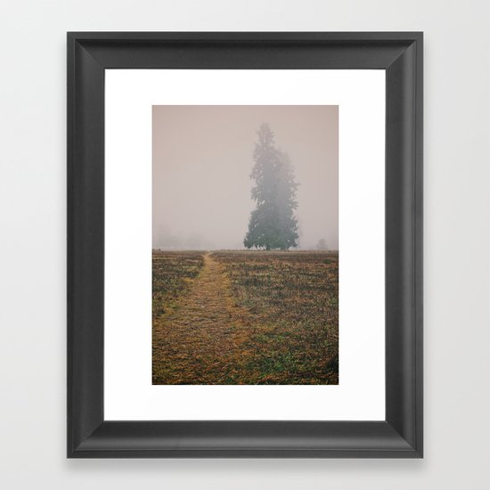 Hiking in the Fog Framed Art Print