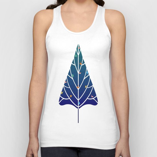 Tree with birds (blue-red) Unisex Tank Top