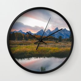 Grand Teton Sunset Wall Clock