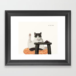 cat-my tea time Framed Art Print