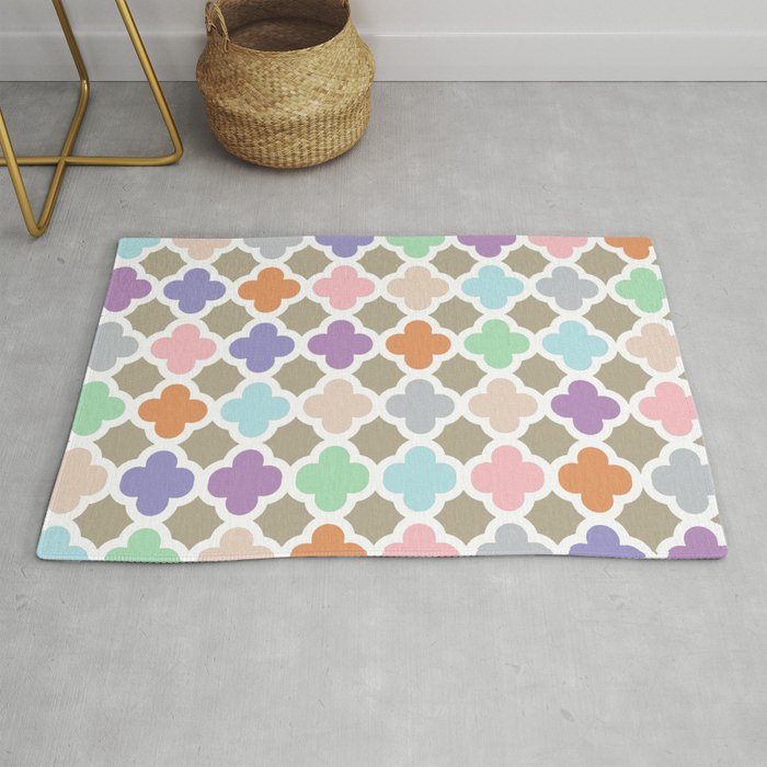 Girly Moroccan Quatroil Pattern Cute Pastel Colors Rug by Girly Trend ...