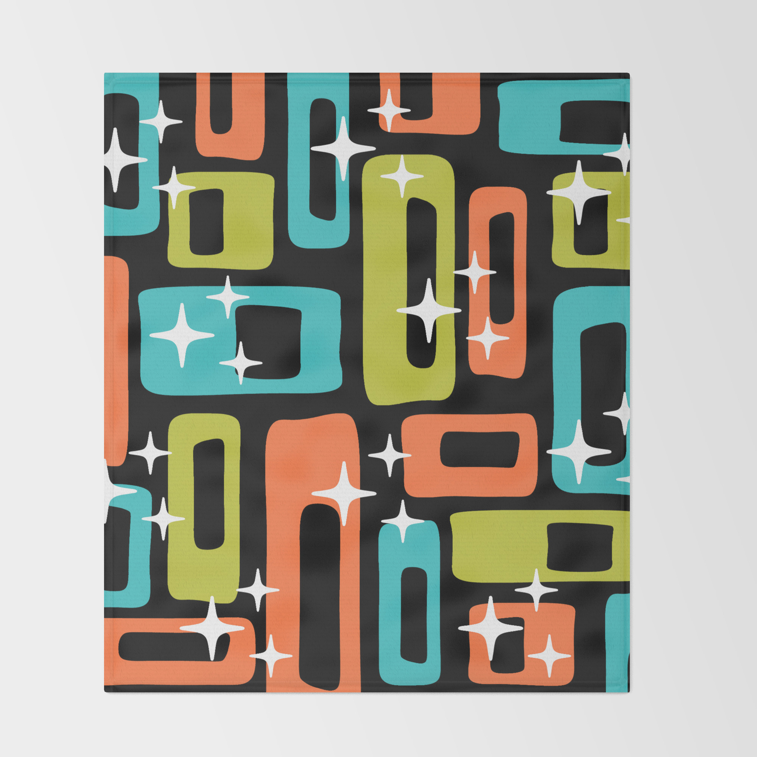 Retro Mid Century Modern Abstract Pattern 222 Orange Chartreuse Turquoise Throw Blanket By Tonymagner Society6